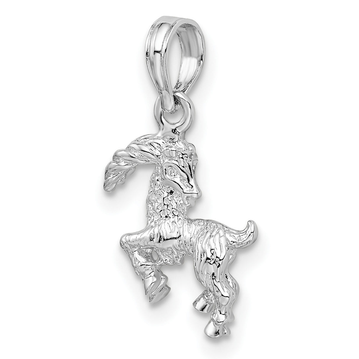 Sterling Silver Goat Pendant with Detailed Standing Goat Design, Zodiac Capricorn Charm