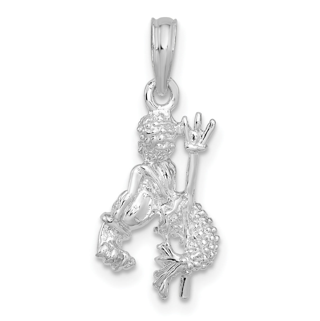 Sterling Silver Angel Blowing Horn Pendant with Textured Wings and Robe Accents