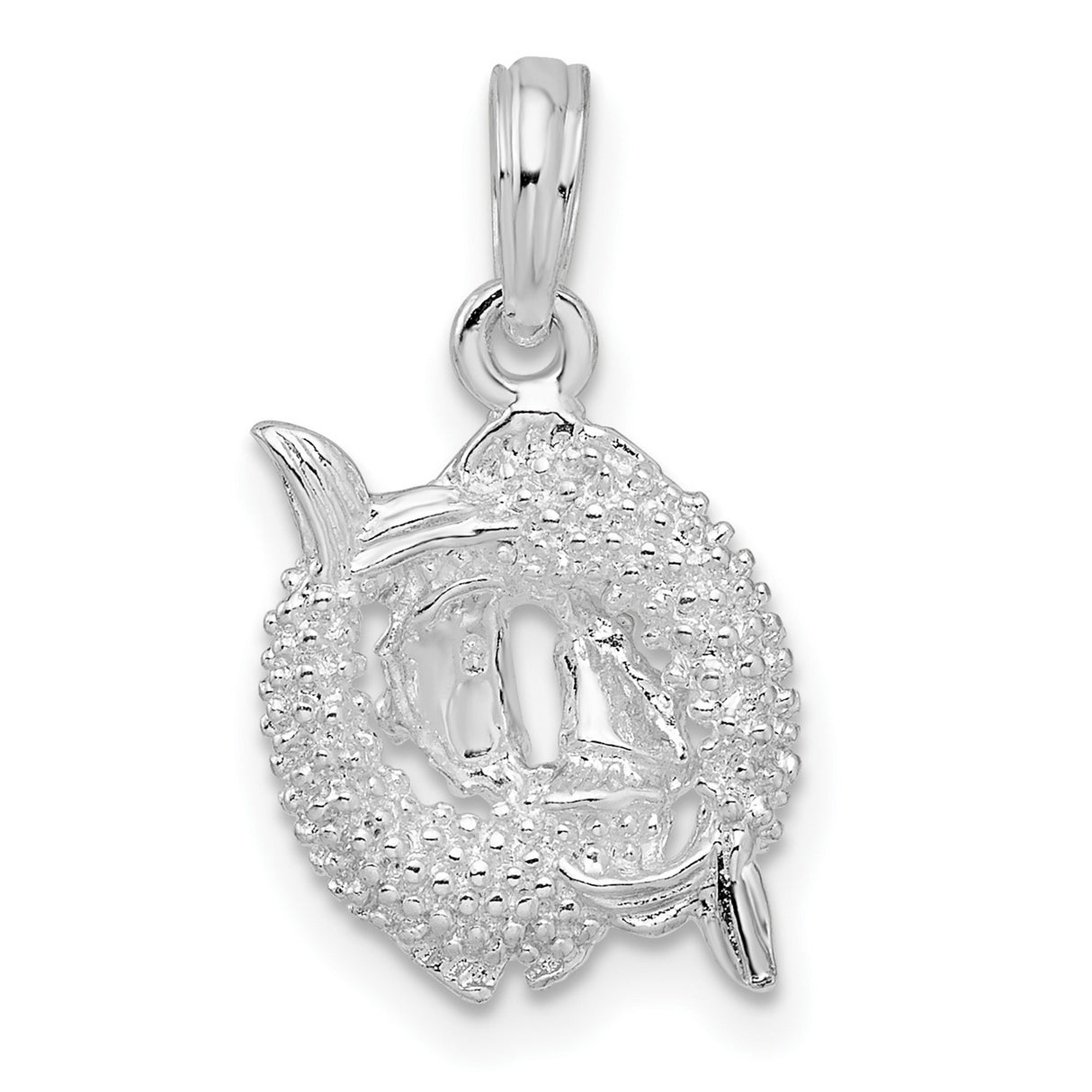 Sterling Silver Scuba Diver Pendant with Fish and Coral Reef, Nautical Ocean Life Theme