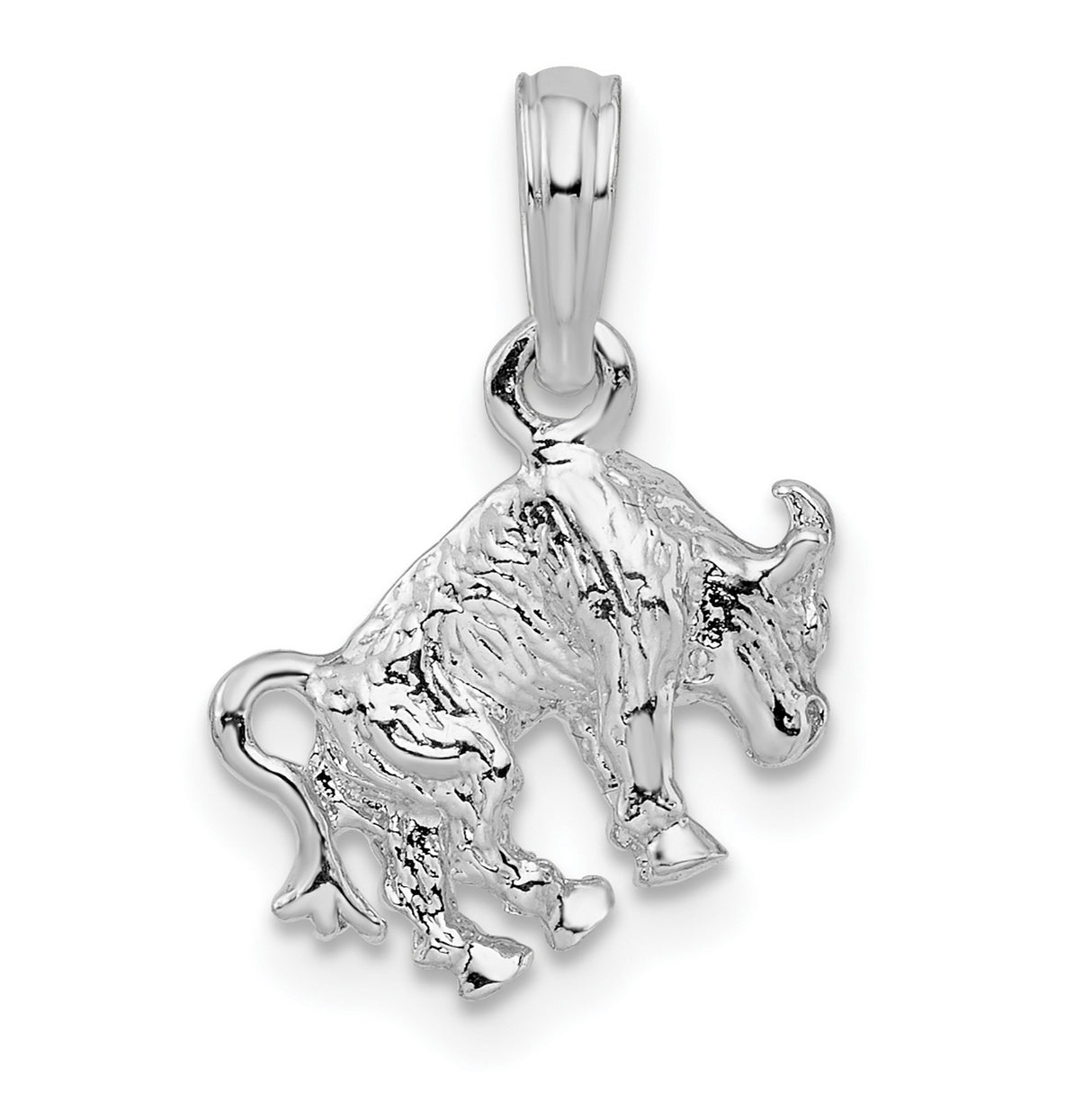 Sterling Silver Bull Pendant, 3D Charging Bull Symbol, Taurus Zodiac Jewelry for Men or Unisex