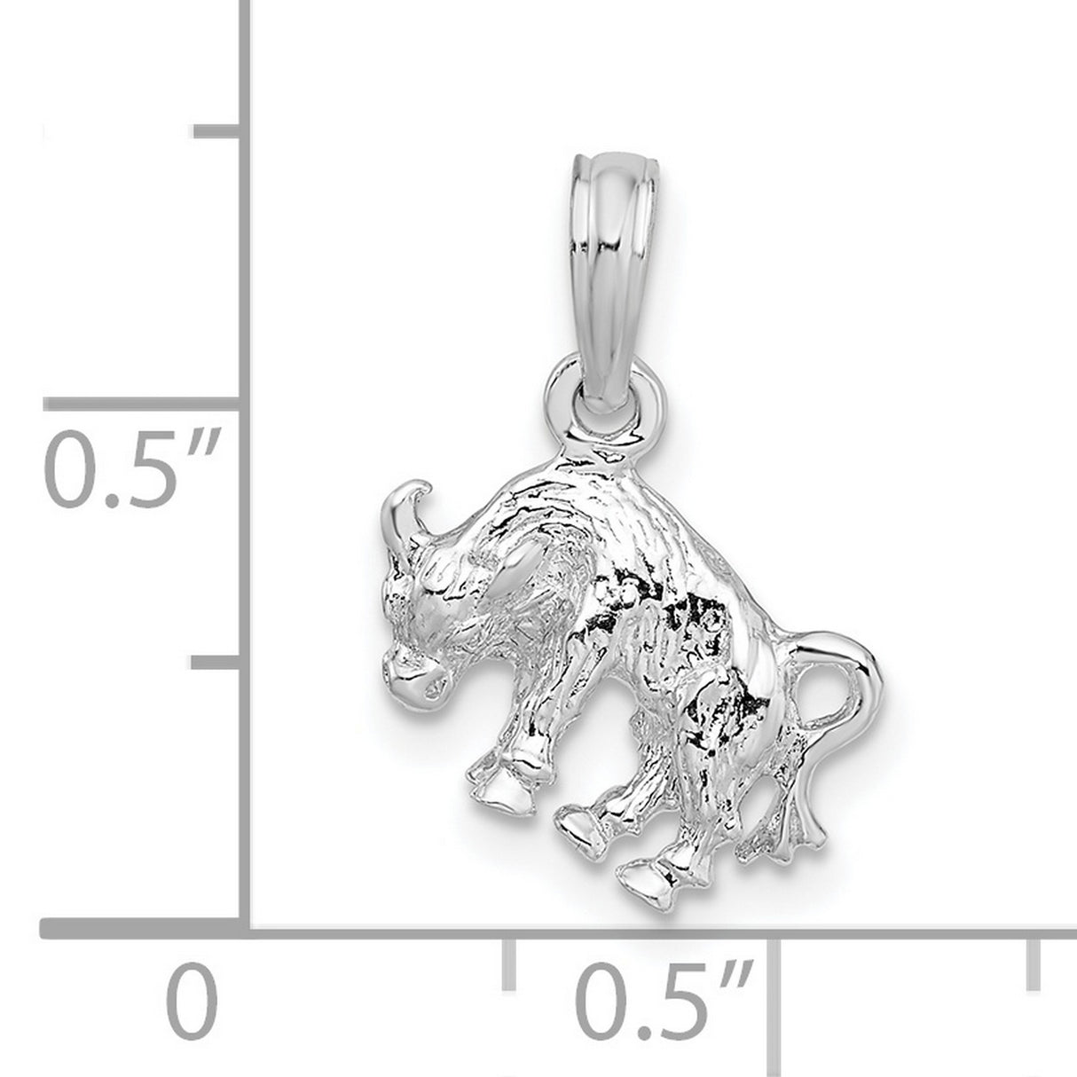 Sterling Silver Bull Pendant, 3D Charging Bull Symbol, Taurus Zodiac Jewelry for Men or Unisex