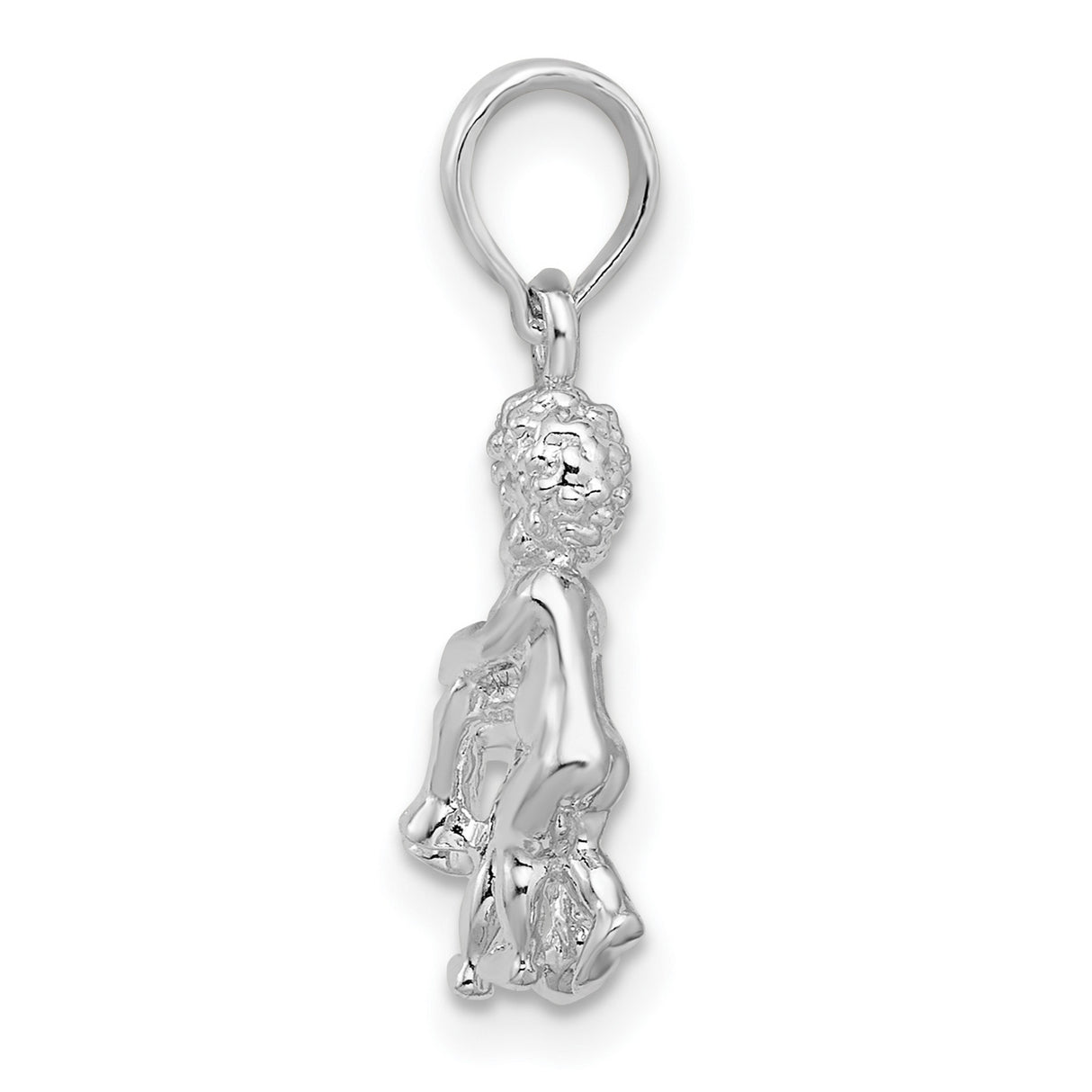 Sterling Silver Gemini Pendant with 3D Twin Figures, Polished Zodiac Charm