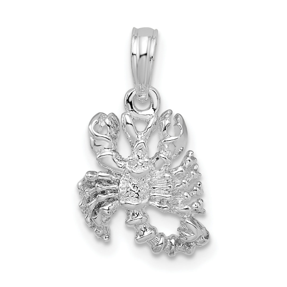 Sterling Silver Lobster Pendant with Detailed Crustacean Design, Nautical Cancer Zodiac Charm