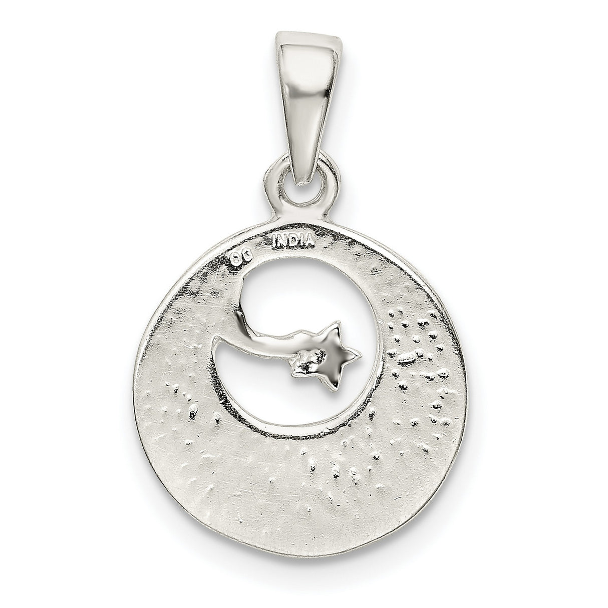 Sterling Silver Moon Pendant with Gold-Tone Stars and I Love You to the Moon and Back Message
