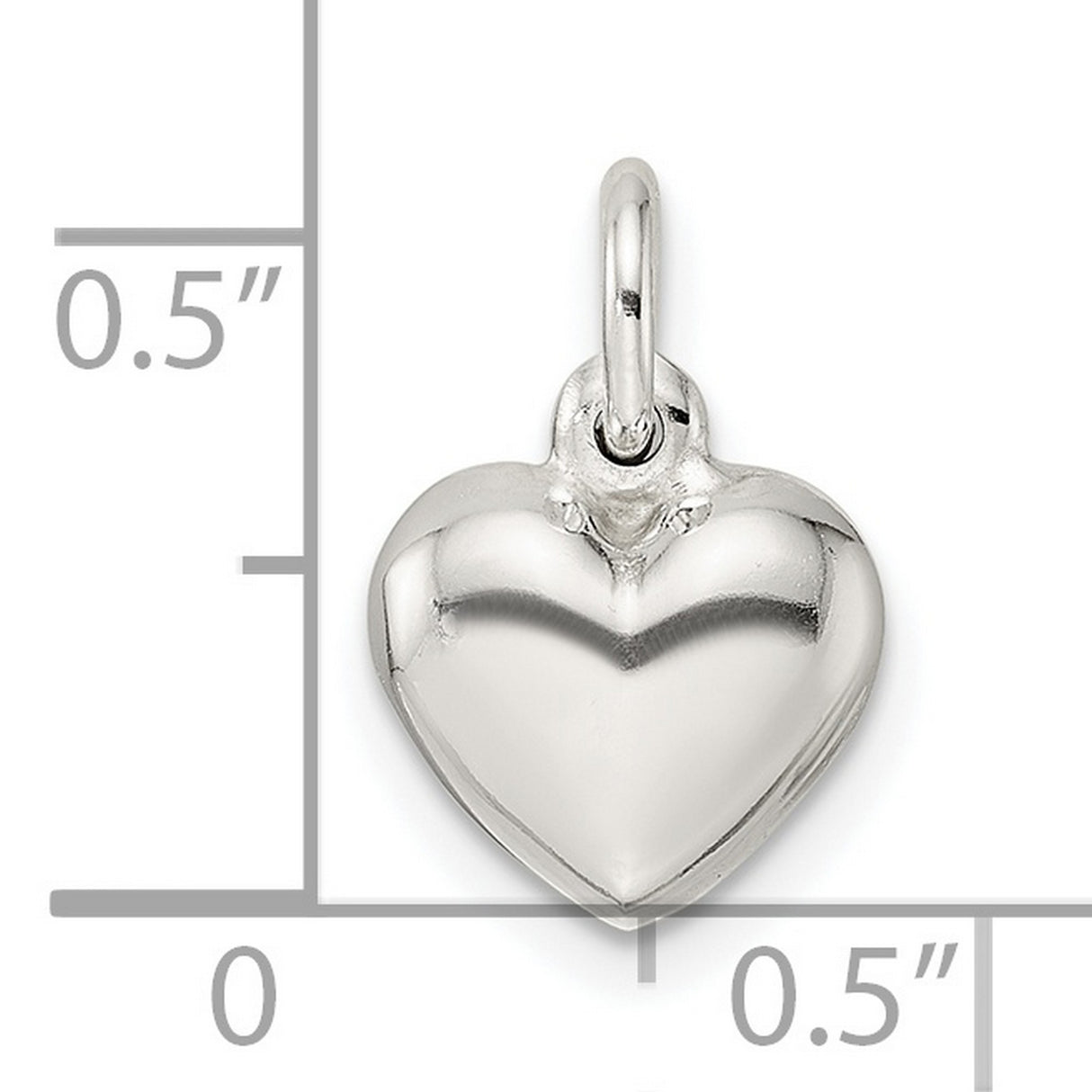 Puffed Heart Charm Pendant in Real 925 Sterling Silver