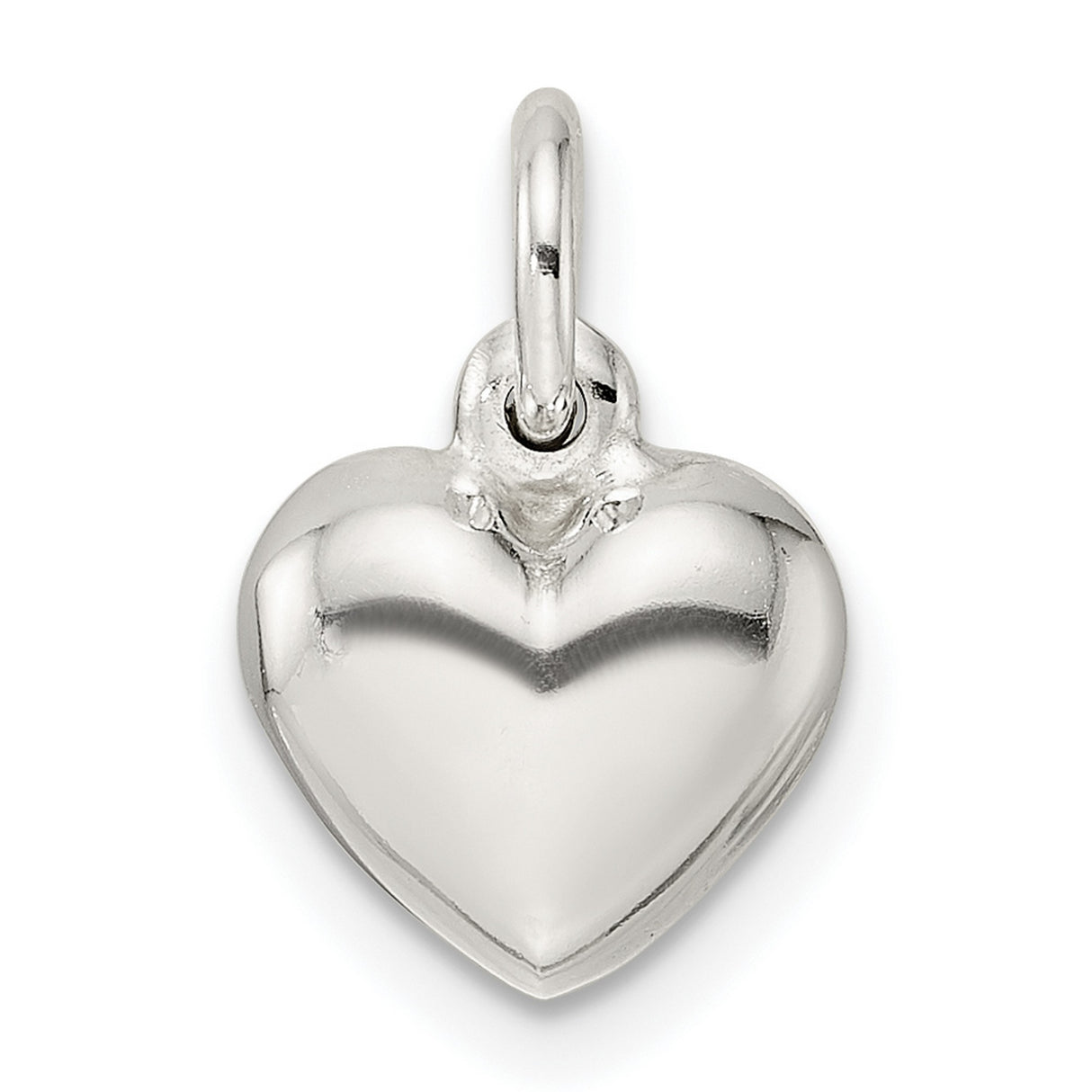 Puffed Heart Charm Pendant in Real 925 Sterling Silver