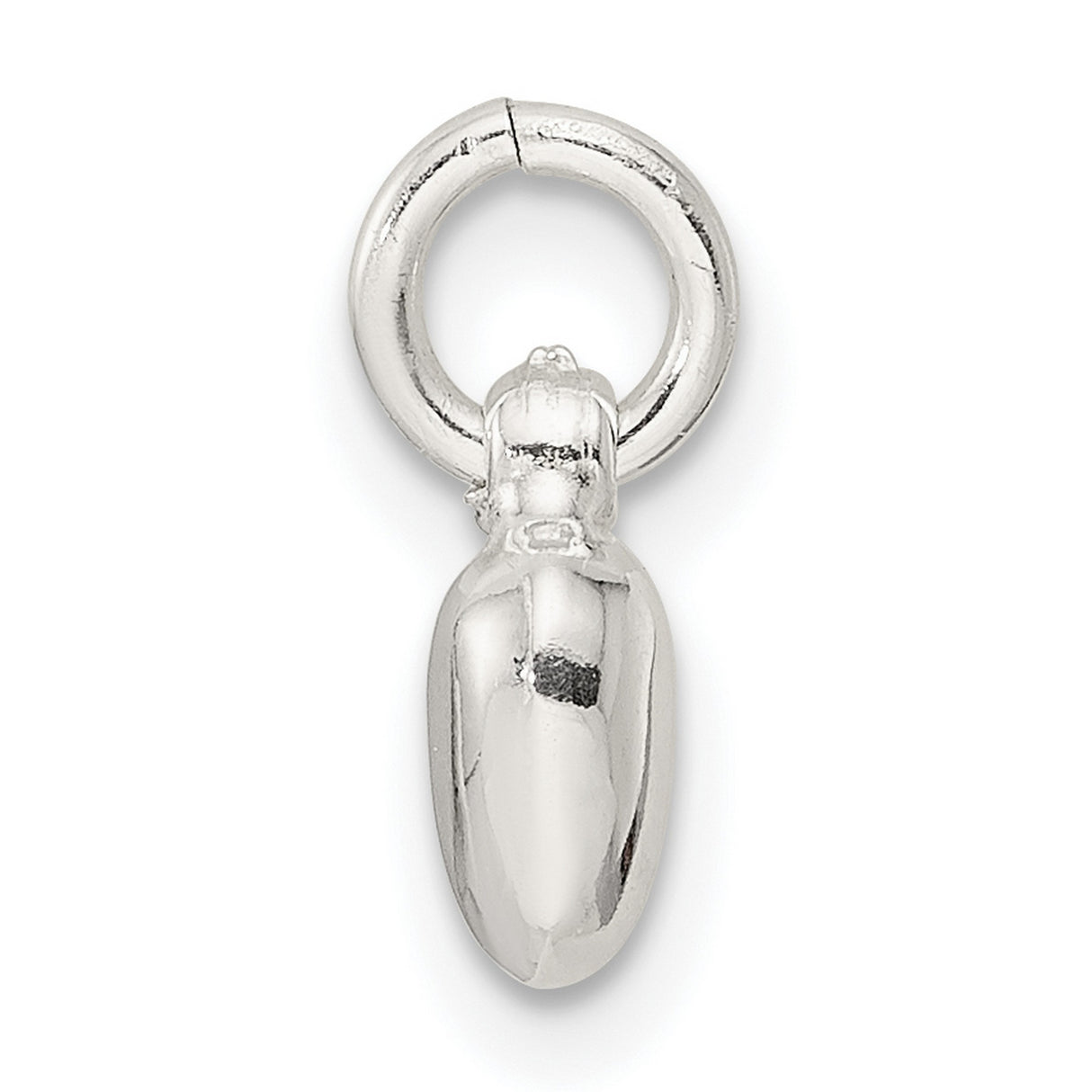 Sterling Silver Heart Pendant Charm with Smooth Finish, Minimalist Romantic Jewelry for Women