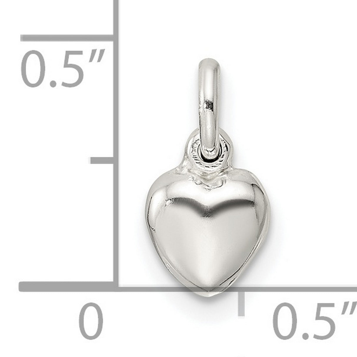 Sterling Silver Heart Pendant Charm with Smooth Finish, Minimalist Romantic Jewelry for Women