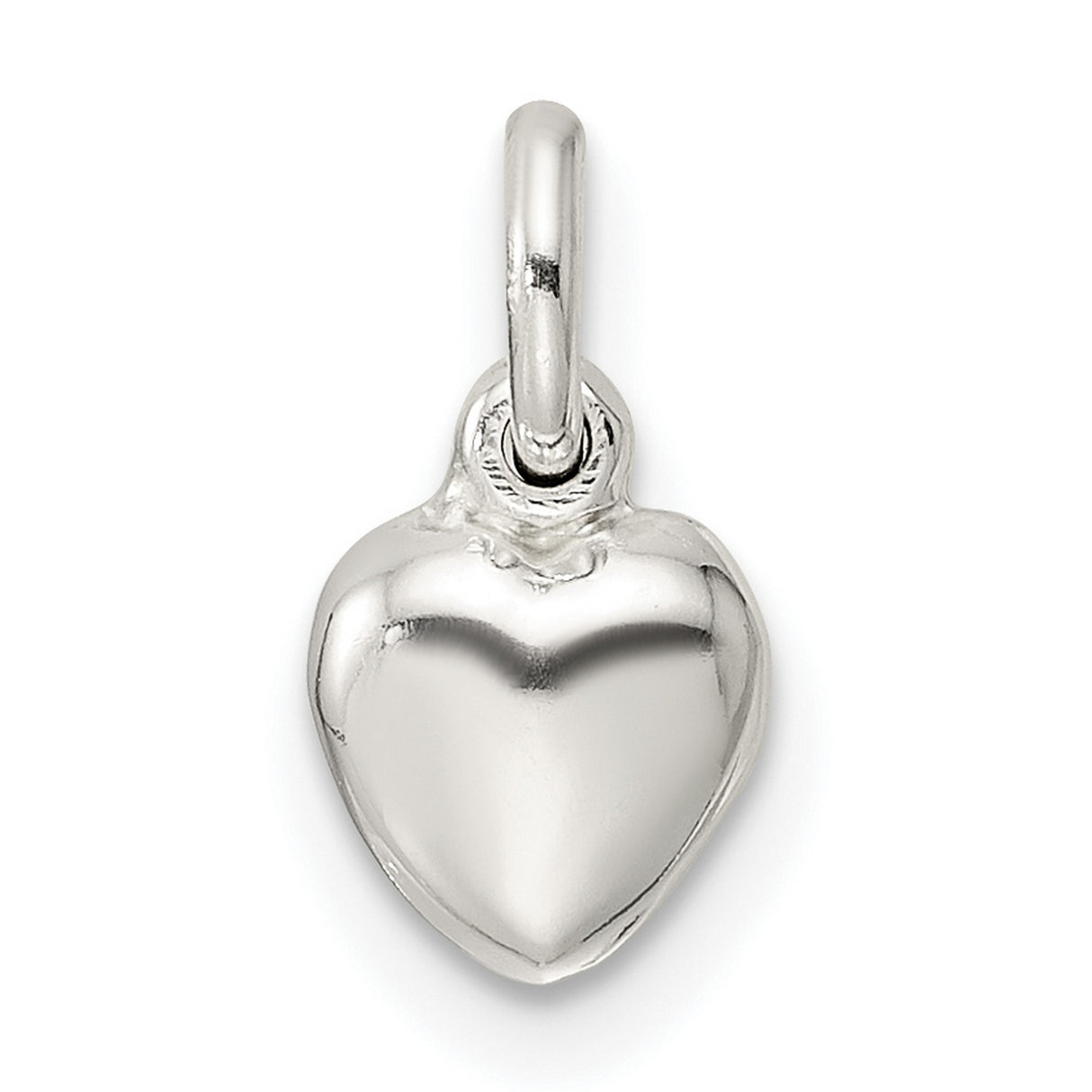 Sterling Silver Heart Pendant Charm with Smooth Finish, Minimalist Romantic Jewelry for Women
