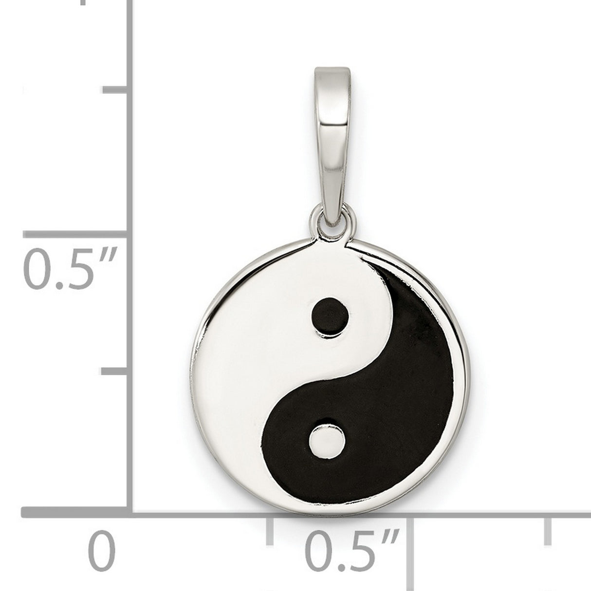 Sterling Silver Yin Yang Pendant with Black and White Enamel, Taoist Symbol of Balance and Harmony