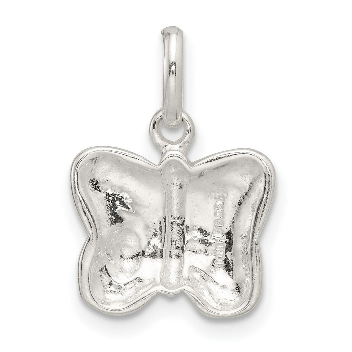 Sterling Silver Butterfly Pendant with Red and Black Ladybug Accent, Nature-Inspired Charm