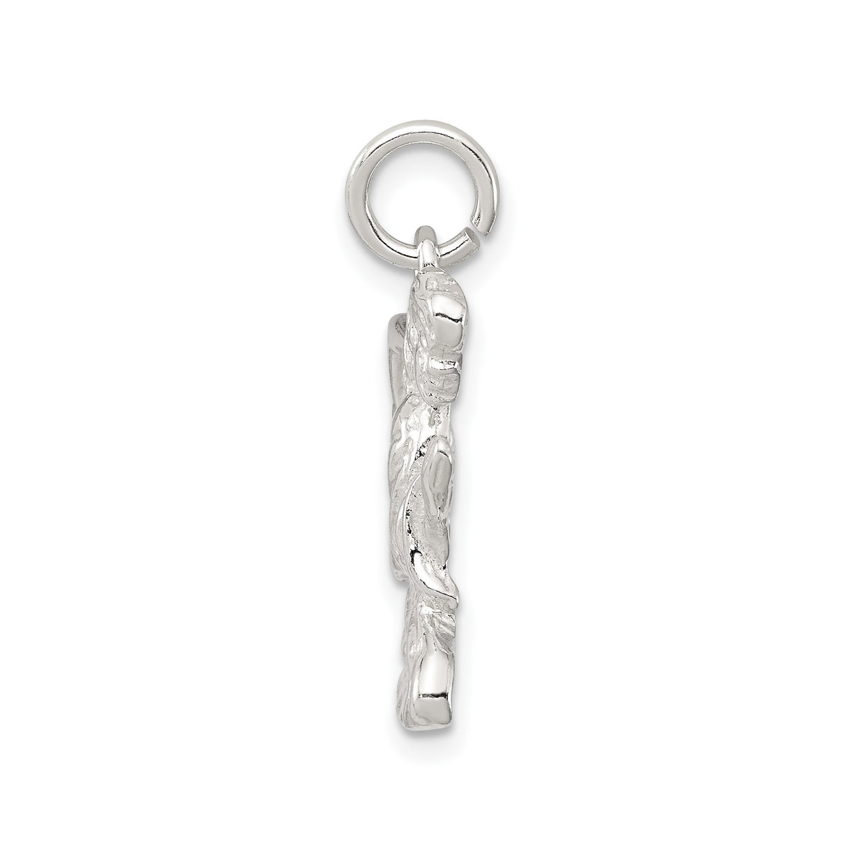 Sterling Silver Praying Angel Pendant with Wings and Clasped Hands for Women