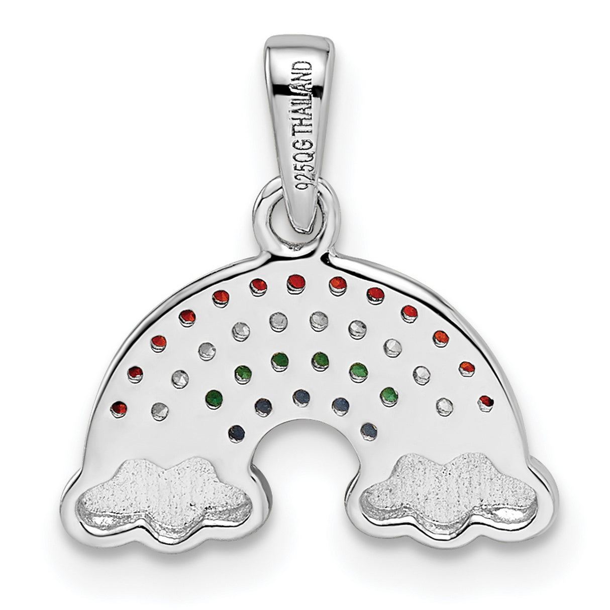 Sterling Silver Rainbow Pendant with Multicolor Cubic Zirconia and Cloud Accent