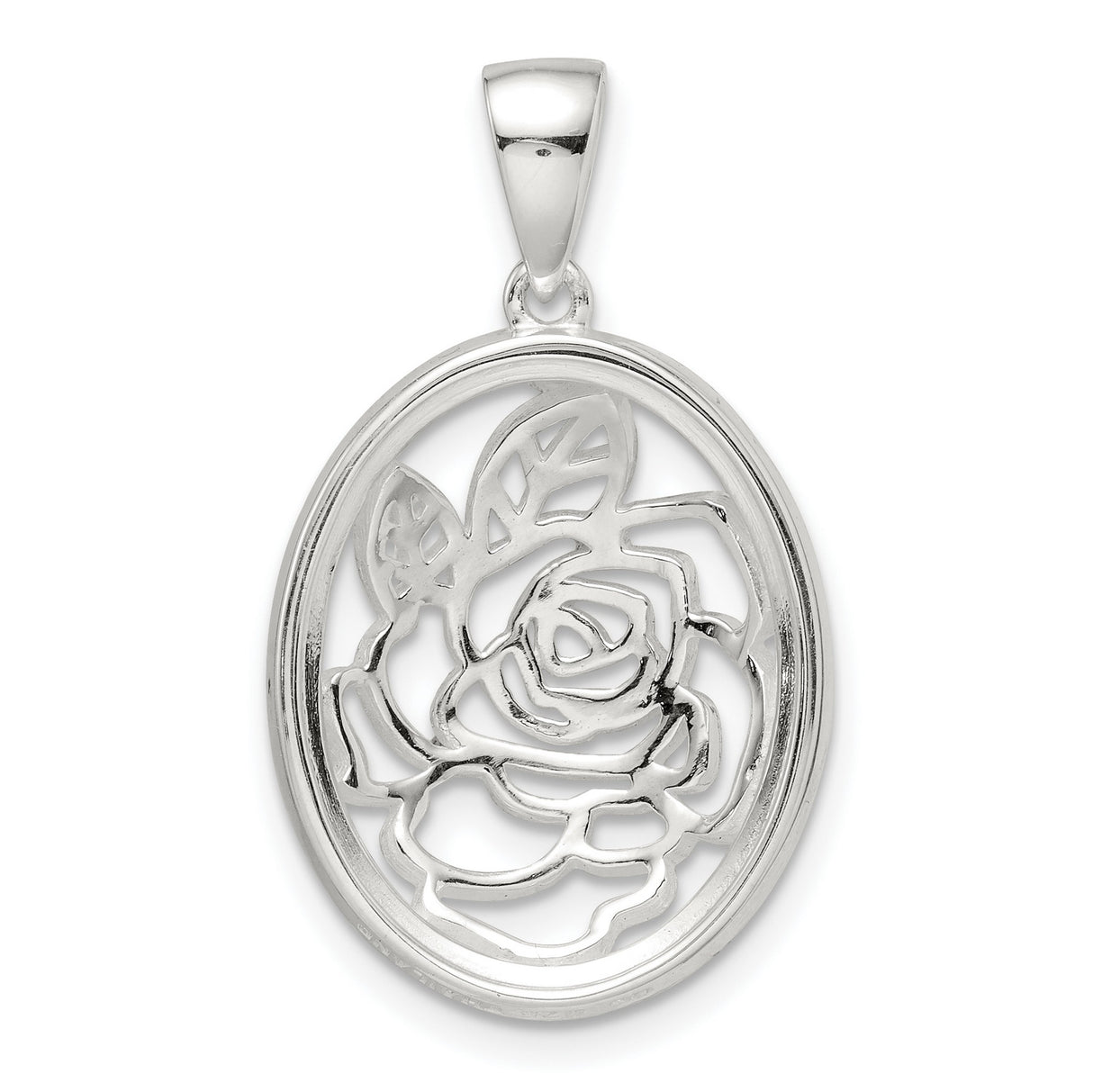 Sterling Silver Rose Pendant with Cubic Zirconia, Openwork Floral Design, Nature Inspired Jewelry