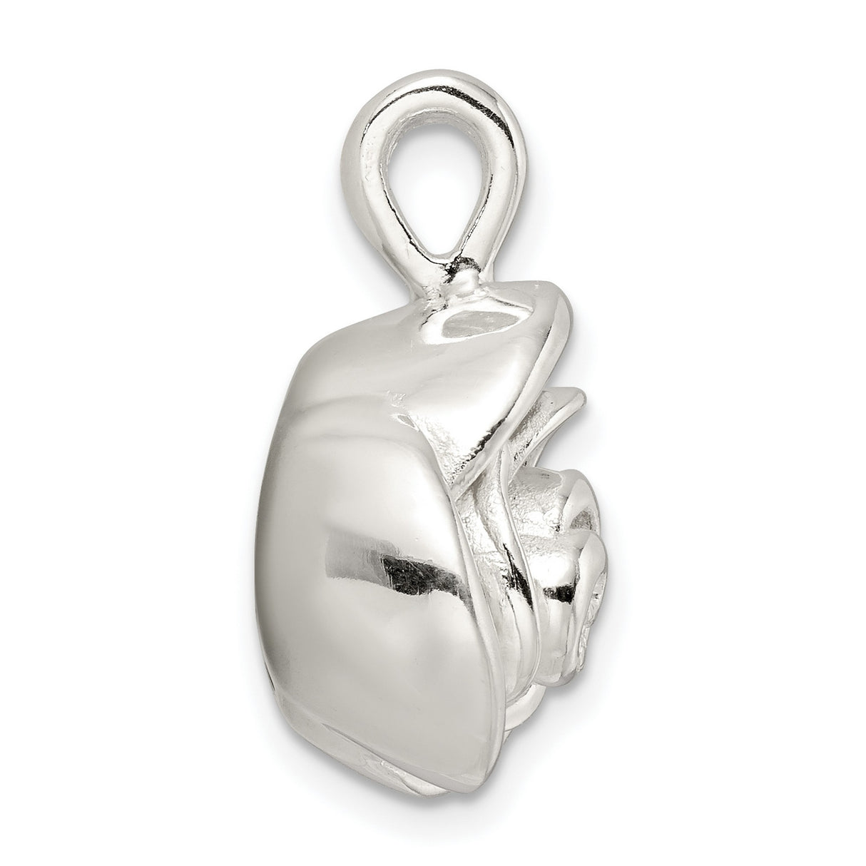 Sterling Silver Rose Pendant with Sculpted Open Bloom Floral Design for Women