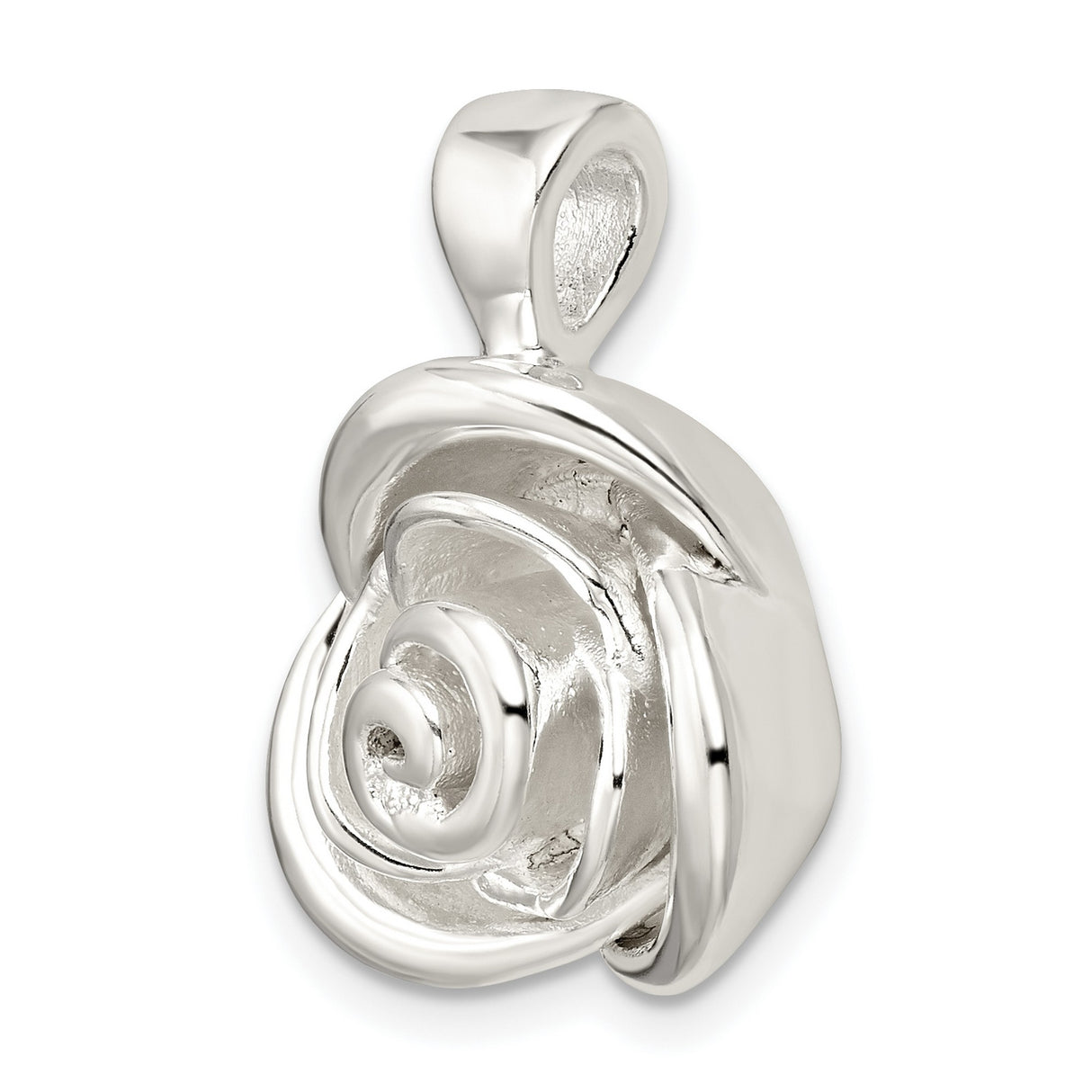 Sterling Silver Rose Pendant with Sculpted Open Bloom Floral Design for Women