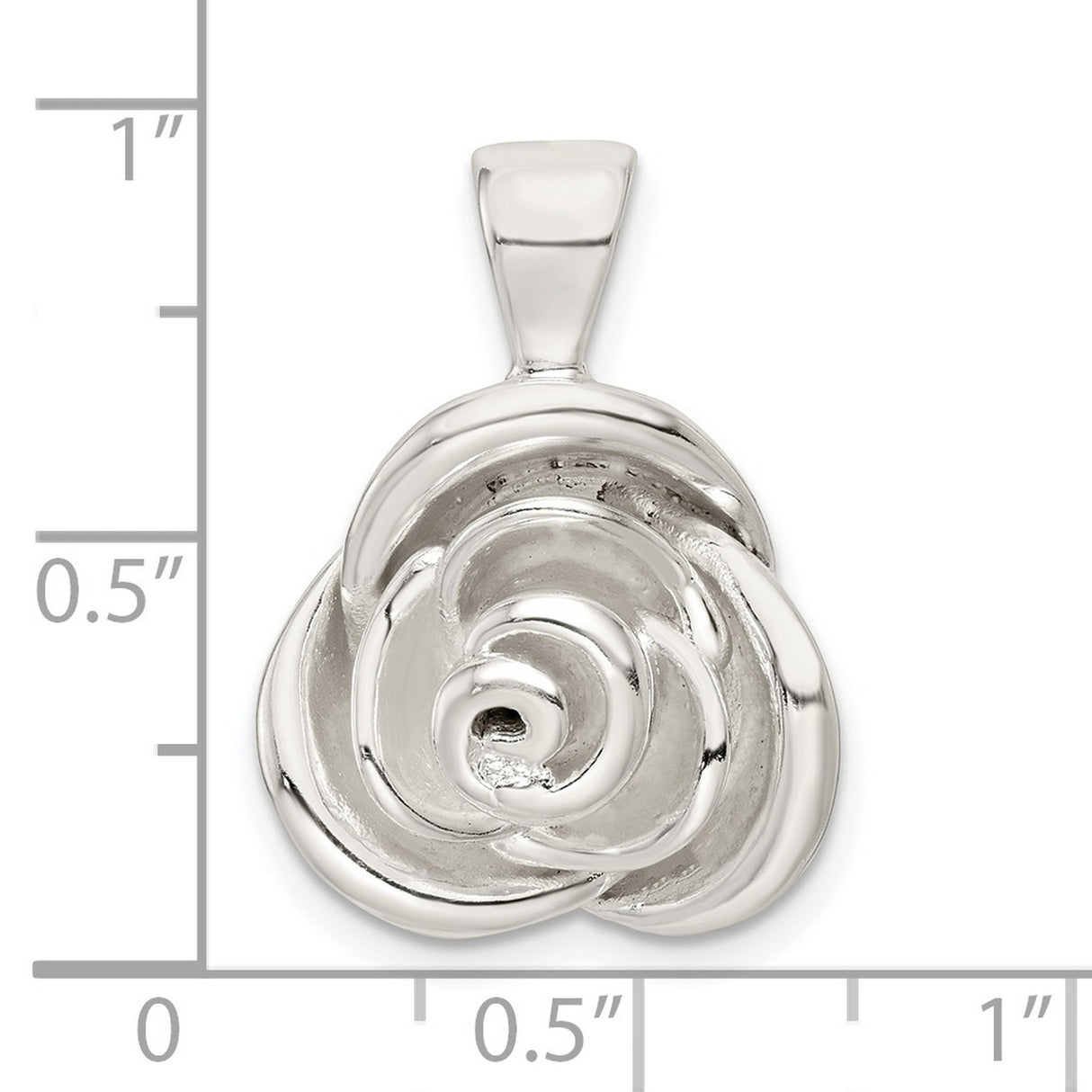 Sterling Silver Rose Pendant with Sculpted Open Bloom Floral Design for Women
