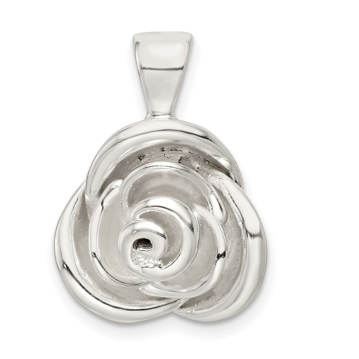 Sterling Silver Rose Pendant with Sculpted Open Bloom Floral Design for Women