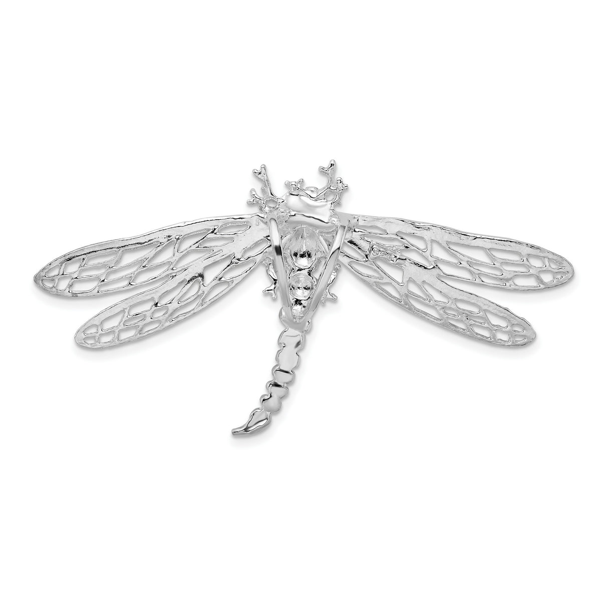 Sterling Silver Dragonfly Brooch with Filigree Wings and Pavé Detailing for Women
