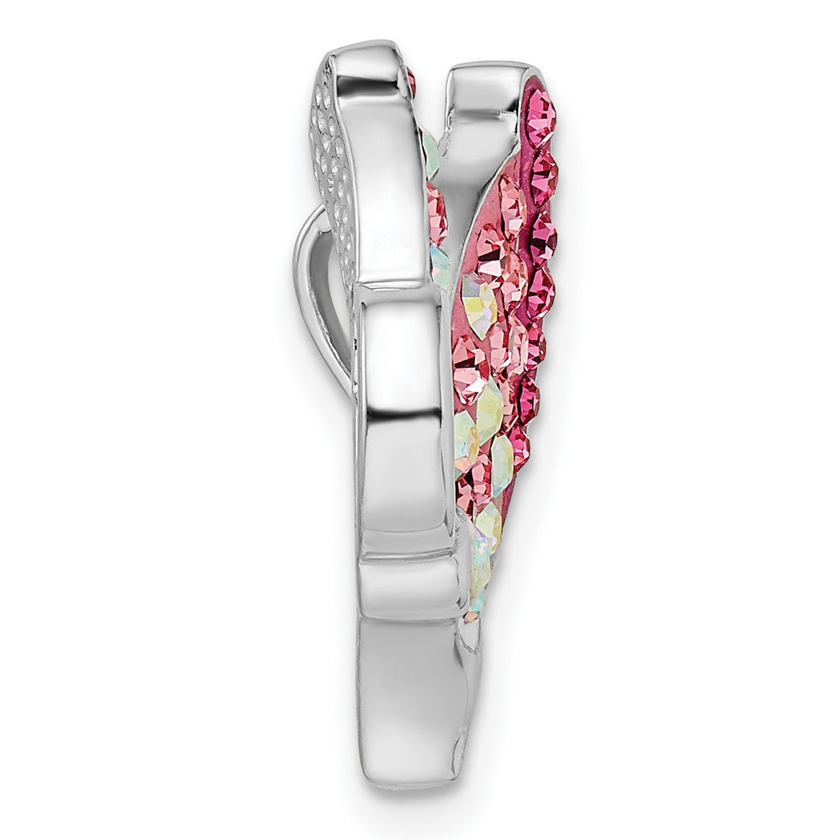 Sterling Silver Butterfly Charm with Pink and Iridescent Crystals, Nature-Inspired Slide Charm