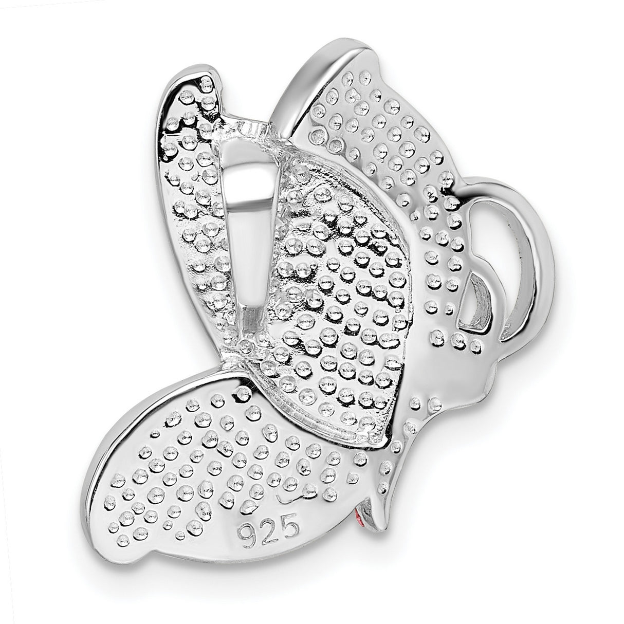 Sterling Silver Butterfly Charm with Pink and Iridescent Crystals, Nature-Inspired Slide Charm