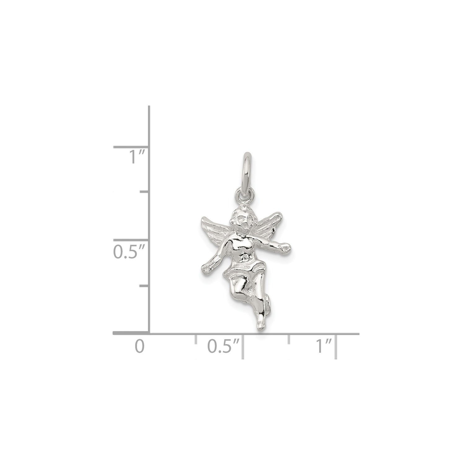 Sterling Silver Fairy Pendant with Detailed Winged Figure, Whimsical Fantasy Jewelry