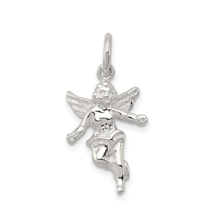 Sterling Silver Fairy Pendant with Detailed Winged Figure, Whimsical Fantasy Jewelry