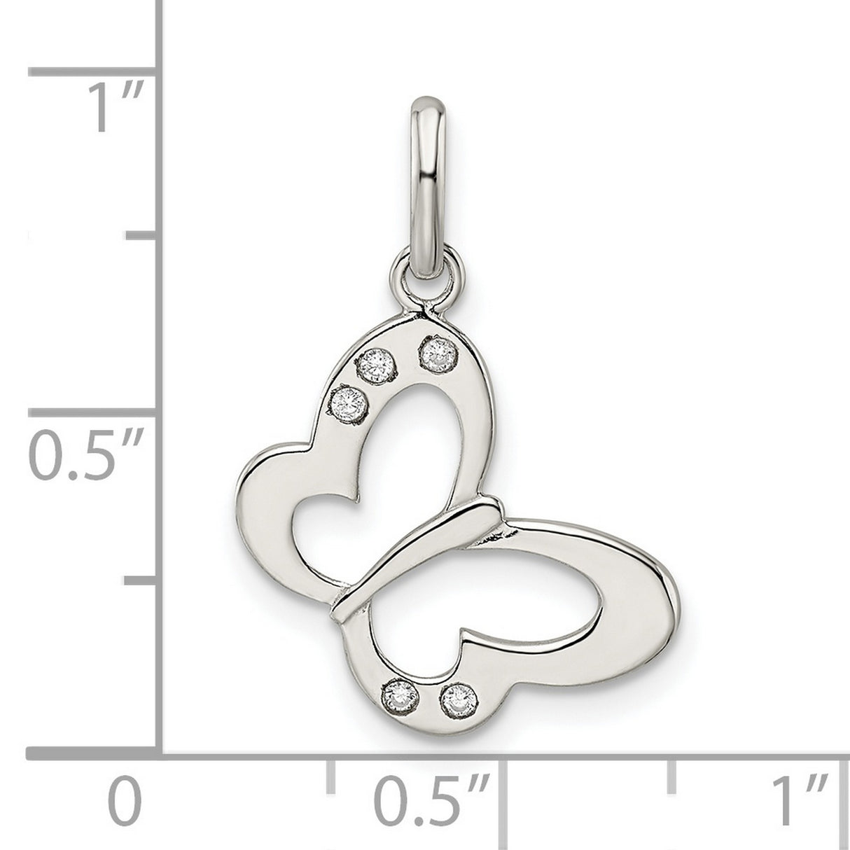 Sterling Silver Butterfly Pendant with Openwork Design and Cubic Zirconia Stones