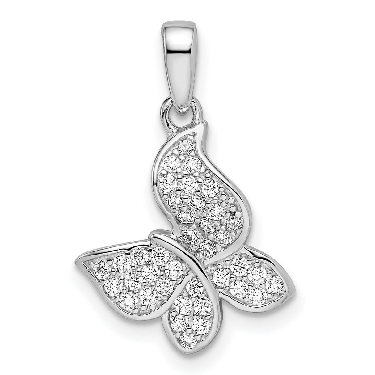 Sterling Silver Butterfly Pendant with Cubic Zirconia, Symbol of Transformation and Hope