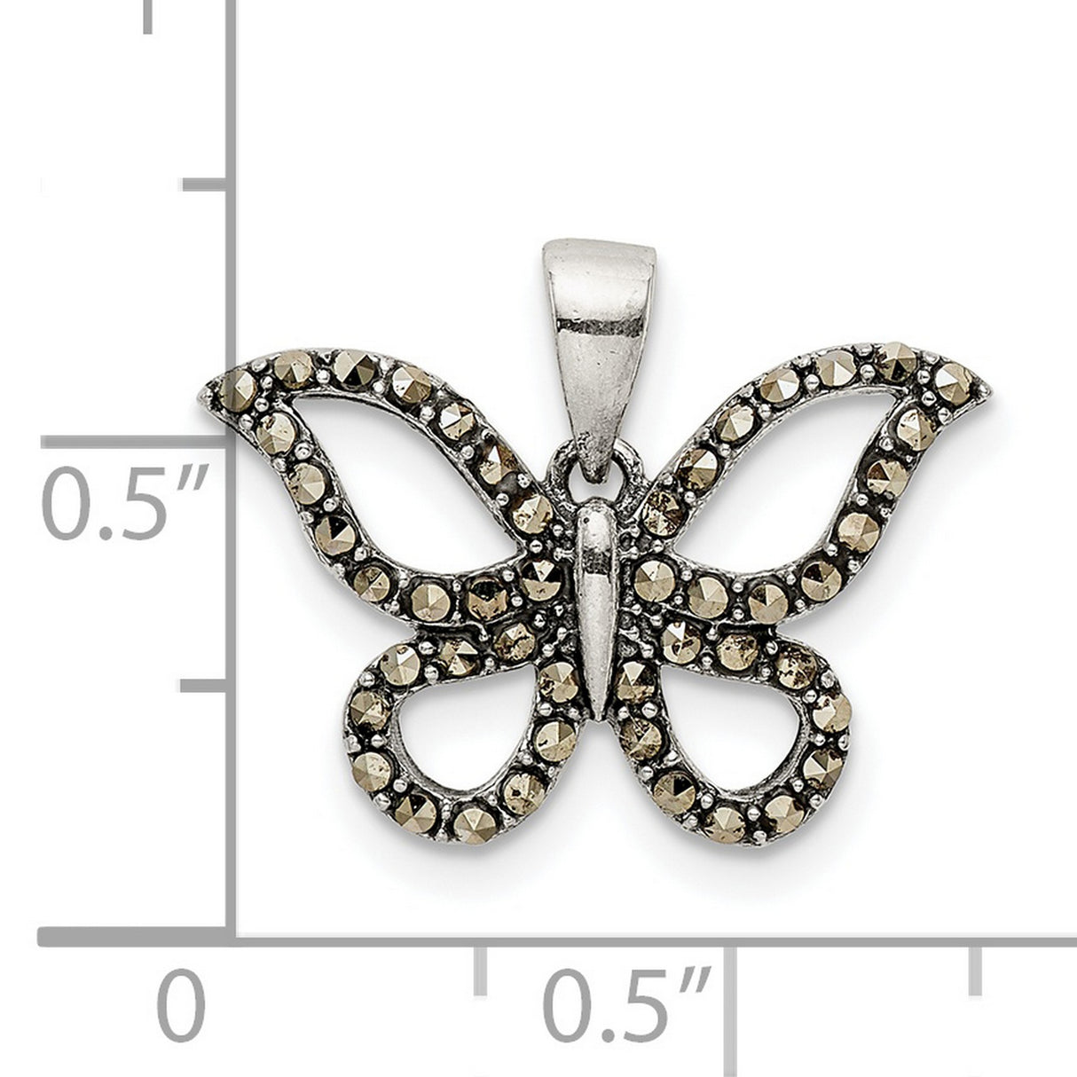 Sterling Silver Butterfly Pendant with Marcasite Accents, Nature Inspired Jewelry for Women