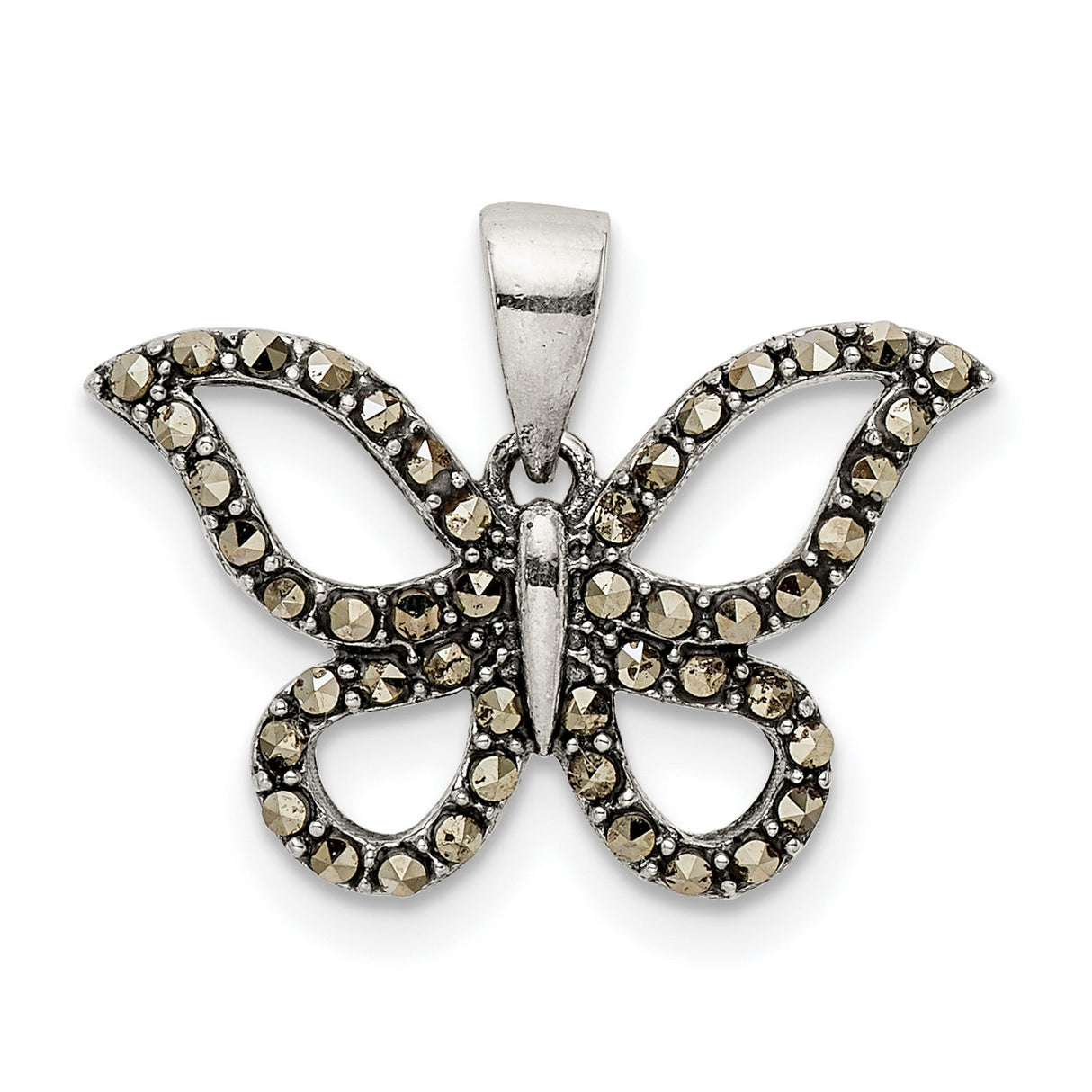 Sterling Silver Butterfly Pendant with Marcasite Accents, Nature Inspired Jewelry for Women