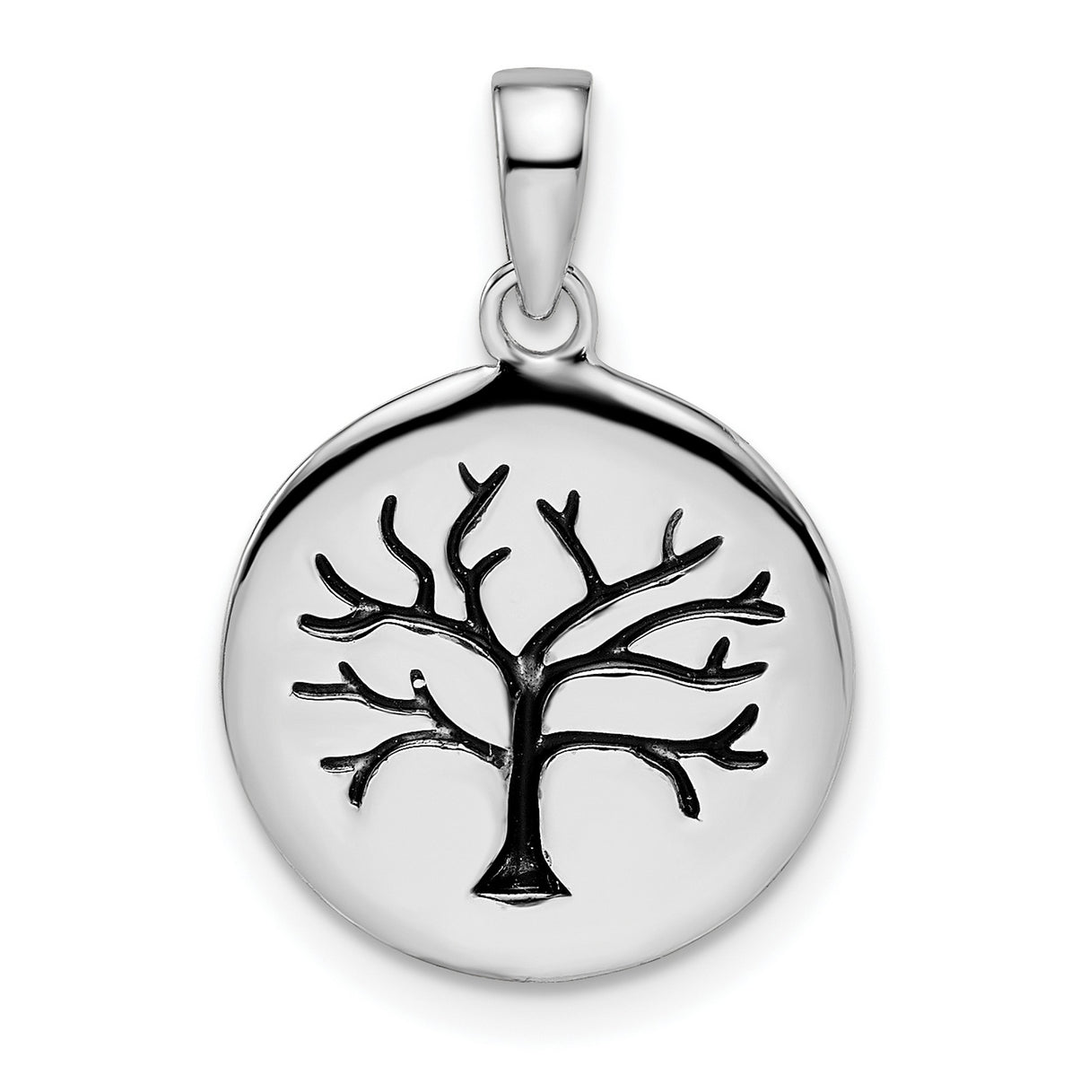 Sterling Silver Tree of Life Pendant with Raised Tree Design, Symbolizing Growth and Unity