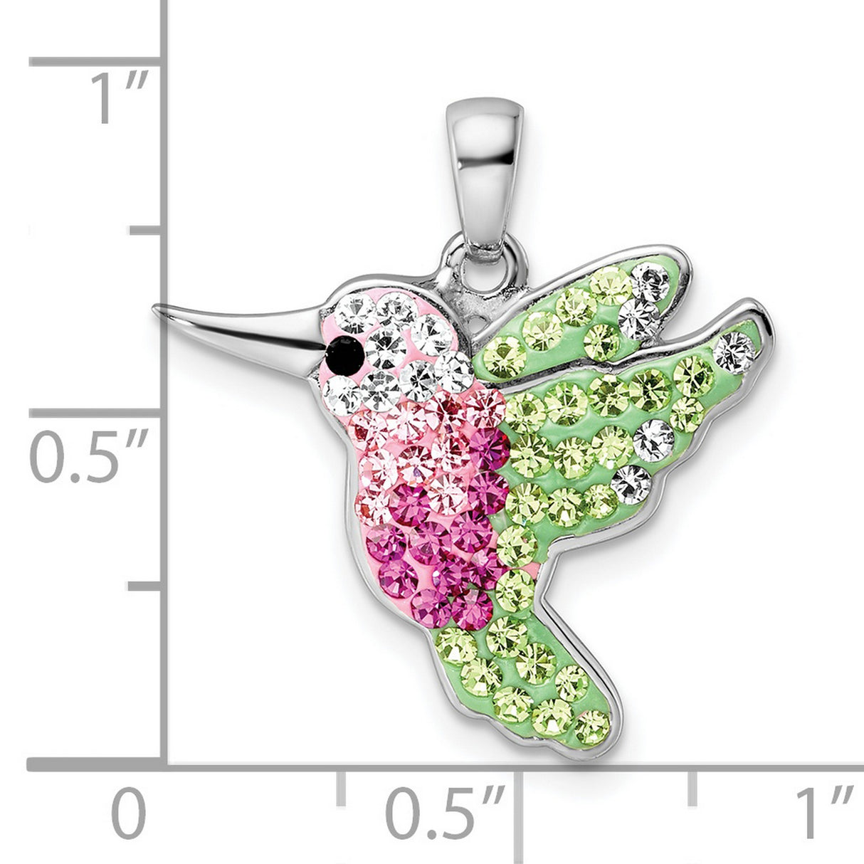 Sterling Silver Hummingbird Pendant with Multicolored Crystals, Nature-Inspired Bird Jewelry for Women