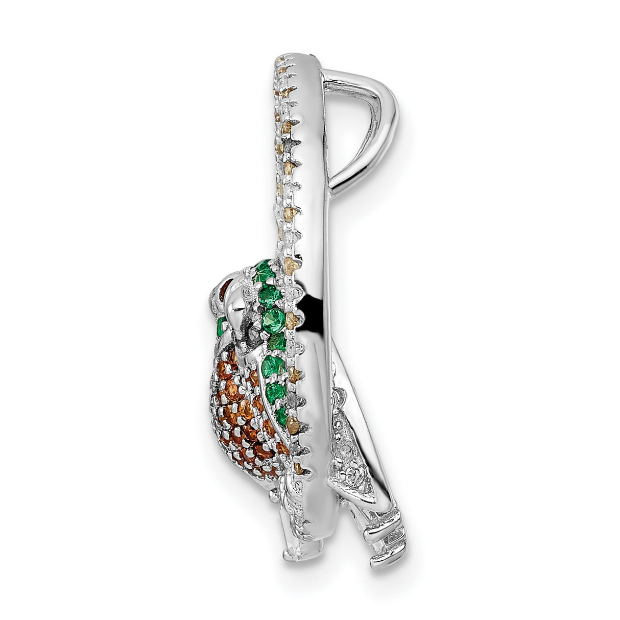 Sterling Silver Bird Brooch with Cubic Zirconia, Colorful Nature-Inspired Animal Pin