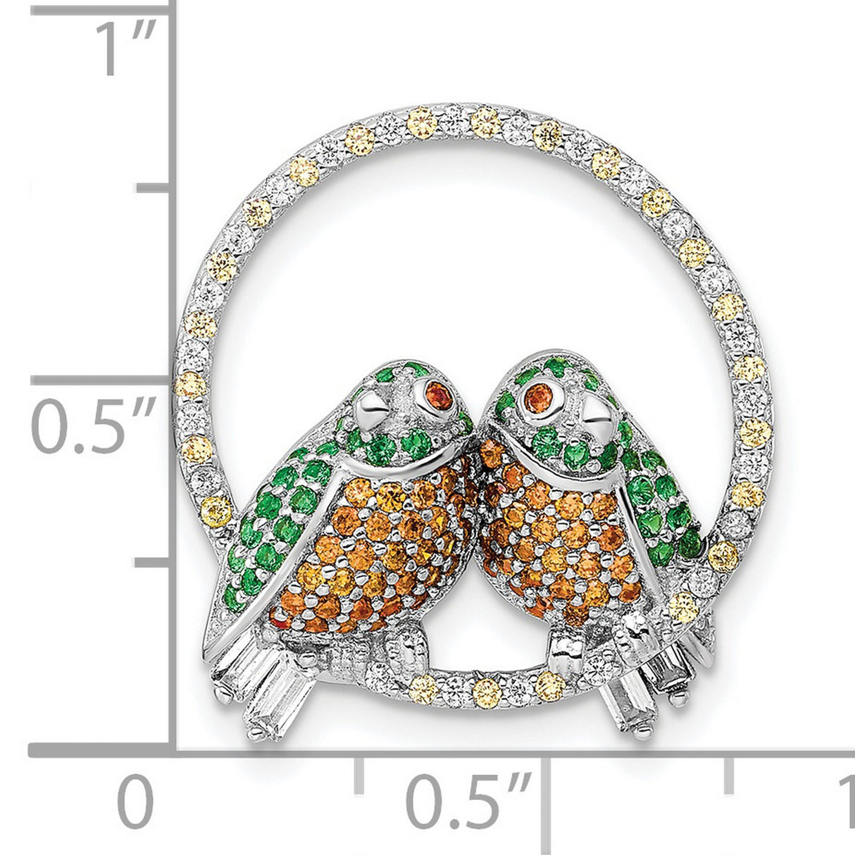 Sterling Silver Bird Brooch with Cubic Zirconia, Colorful Nature-Inspired Animal Pin