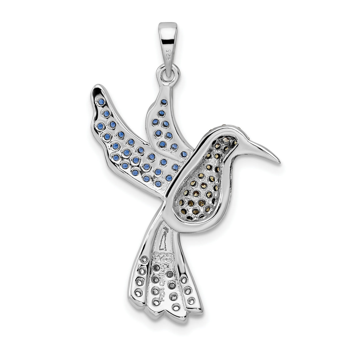 Sterling Silver Hummingbird Pendant with Cubic Zirconia, Nature-Inspired Boho Animal Jewelry for Women