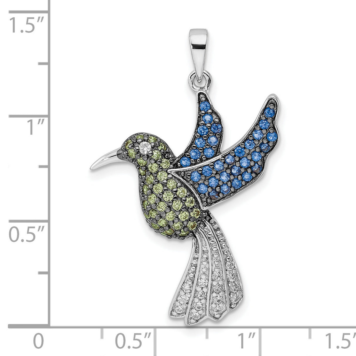 Sterling Silver Hummingbird Pendant with Cubic Zirconia, Nature-Inspired Boho Animal Jewelry for Women