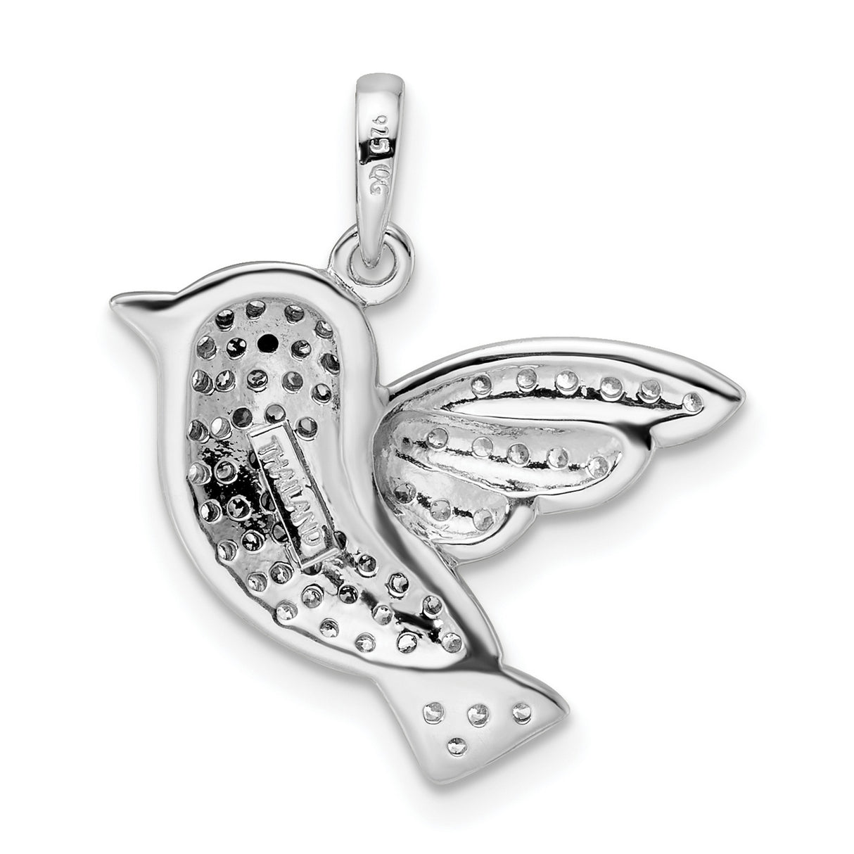 Sterling Silver Hummingbird Pendant with Cubic Zirconia, Nature-Inspired Bird Charm for Women