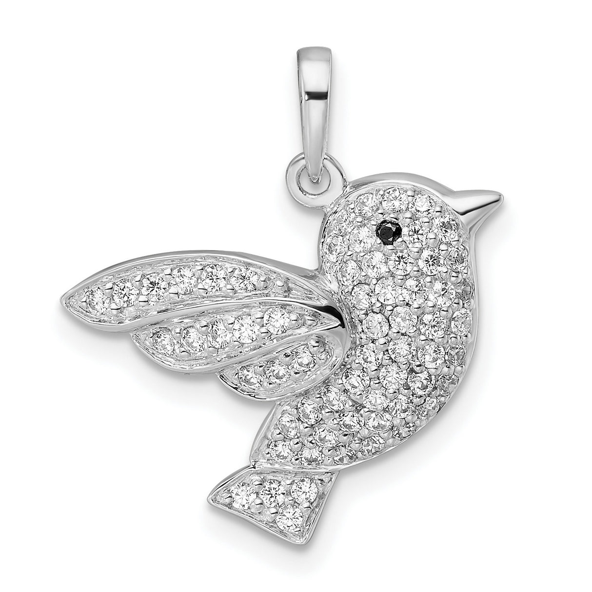 Sterling Silver Hummingbird Pendant with Cubic Zirconia, Nature-Inspired Bird Charm for Women