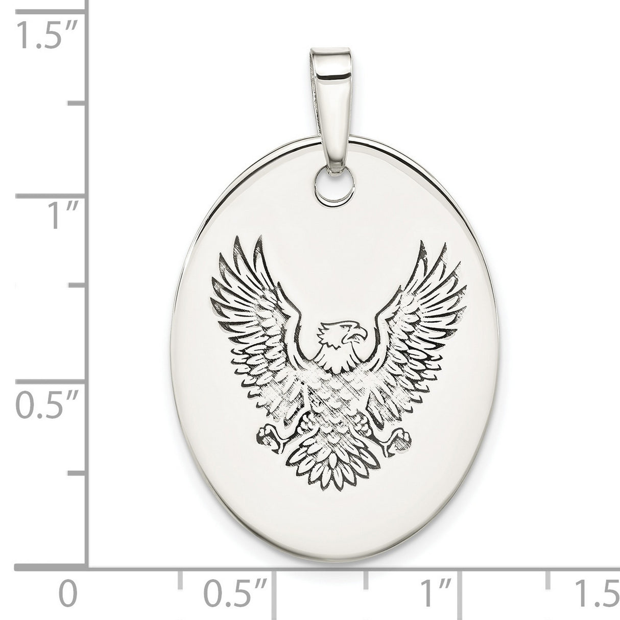 Sterling Silver Eagle Pendant with Outstretched Wings and Detail for Men