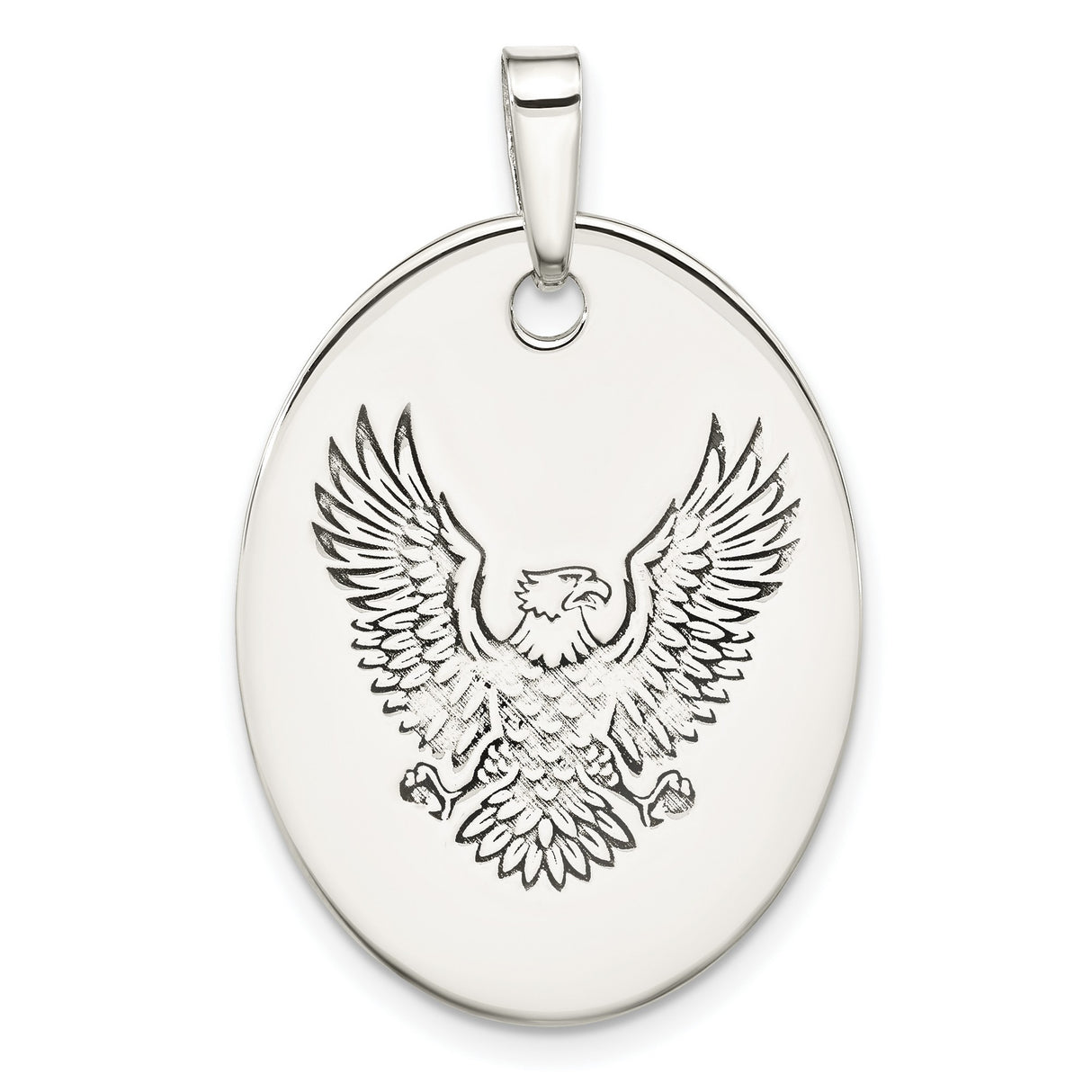 Sterling Silver Eagle Pendant with Outstretched Wings and Detail for Men