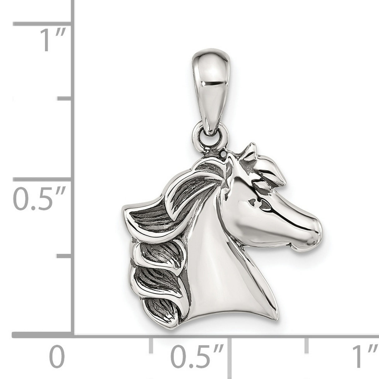 Sterling Silver Horse Head Pendant with Detailed Mane Accents, Equestrian Animal Motif Jewelry