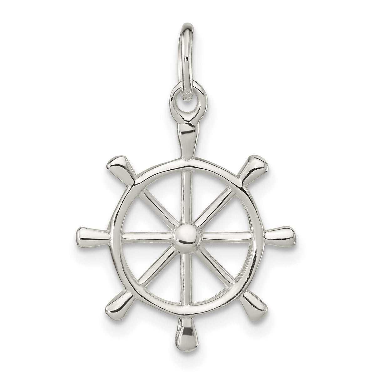 Sterling Silver Ship Wheel Pendant, Nautical Helm Charm Symbolizing Adventure and Direction