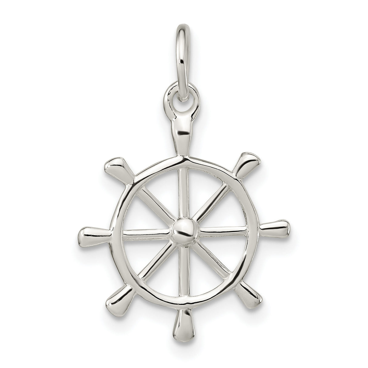 Sterling Silver Ship Wheel Pendant, Nautical Helm Charm Symbolizing Adventure and Direction