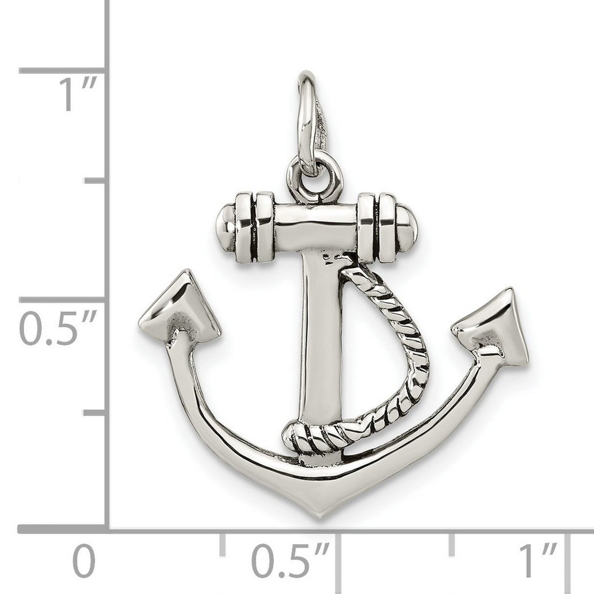 Sterling Silver Anchor Pendant with Rope Detail, Nautical and Spiritual Charm for Men