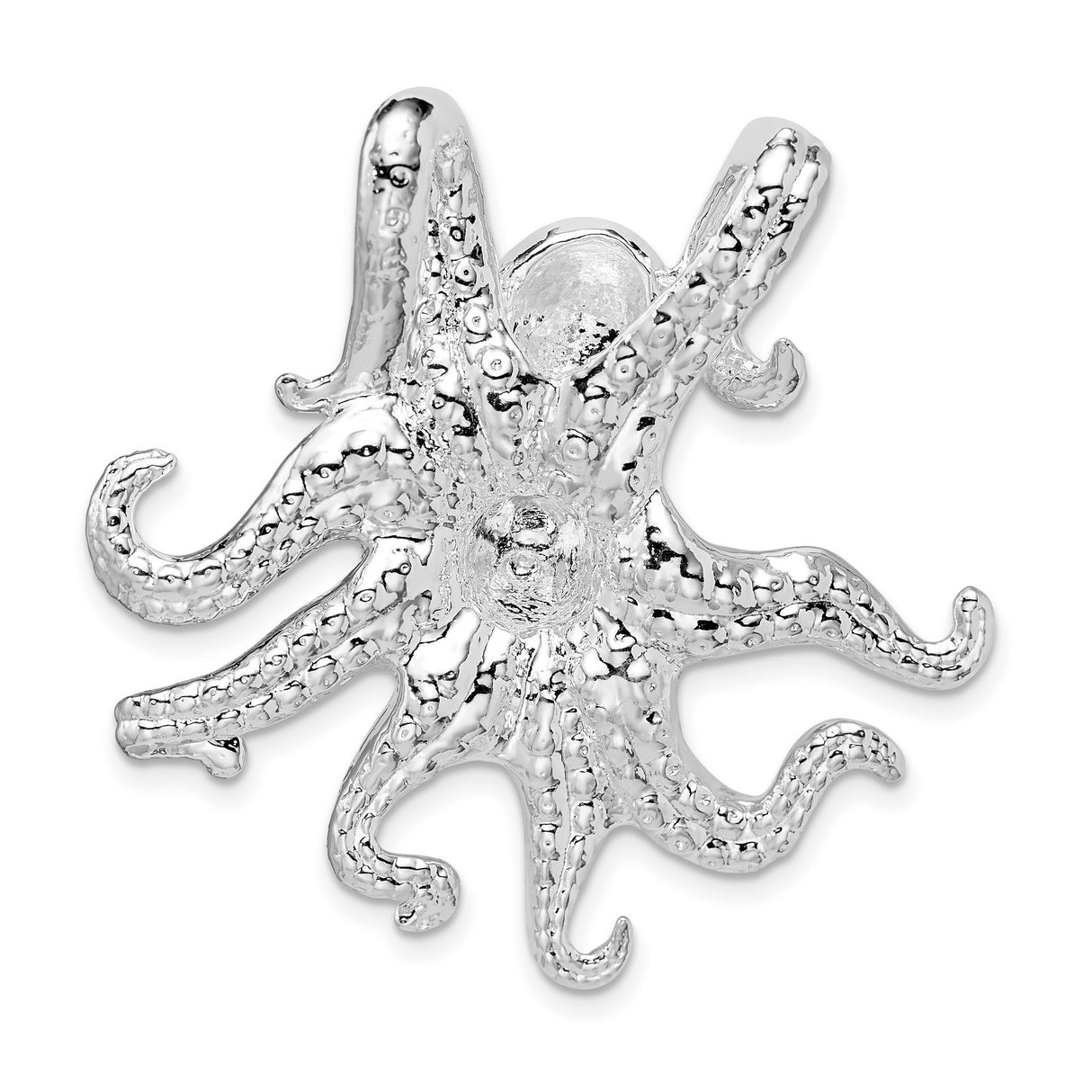 Sterling Silver Octopus Pendant with Detailed Tentacles, Nautical Marine Life Design