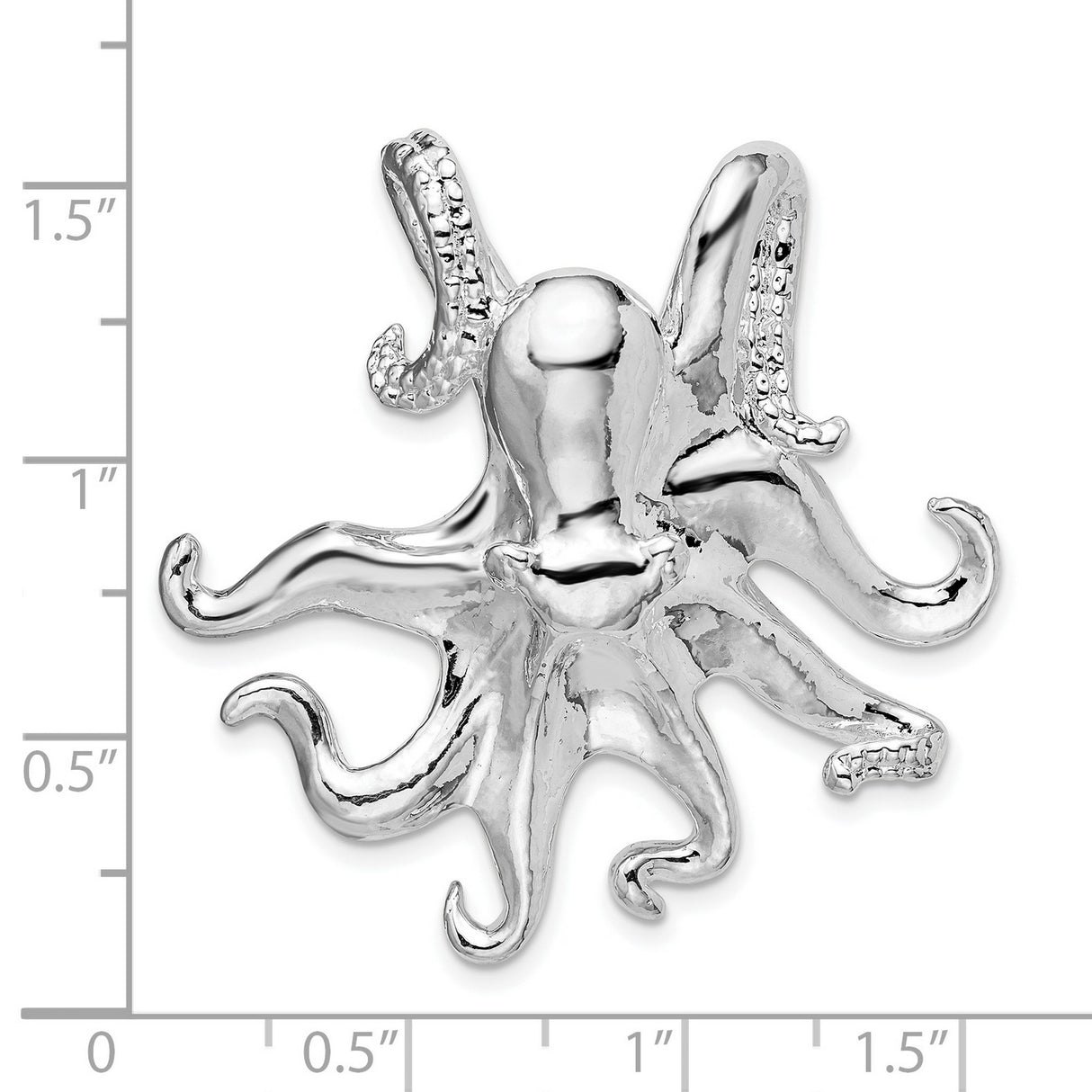 Sterling Silver Octopus Pendant with Detailed Tentacles, Nautical Marine Life Design