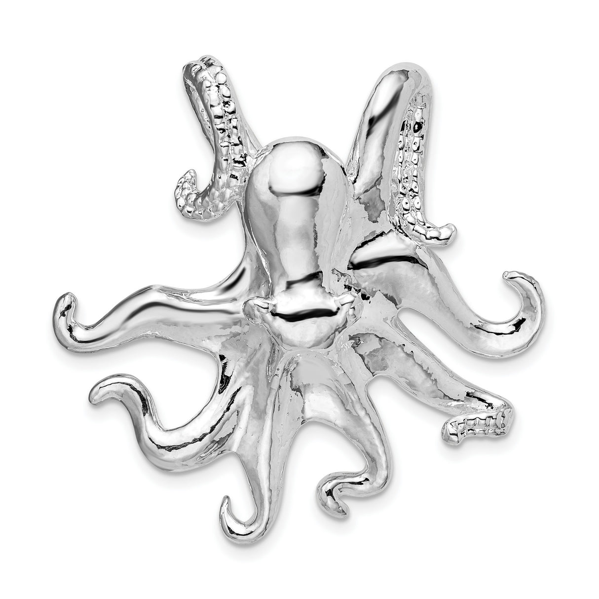 Sterling Silver Octopus Pendant with Detailed Tentacles, Nautical Marine Life Design