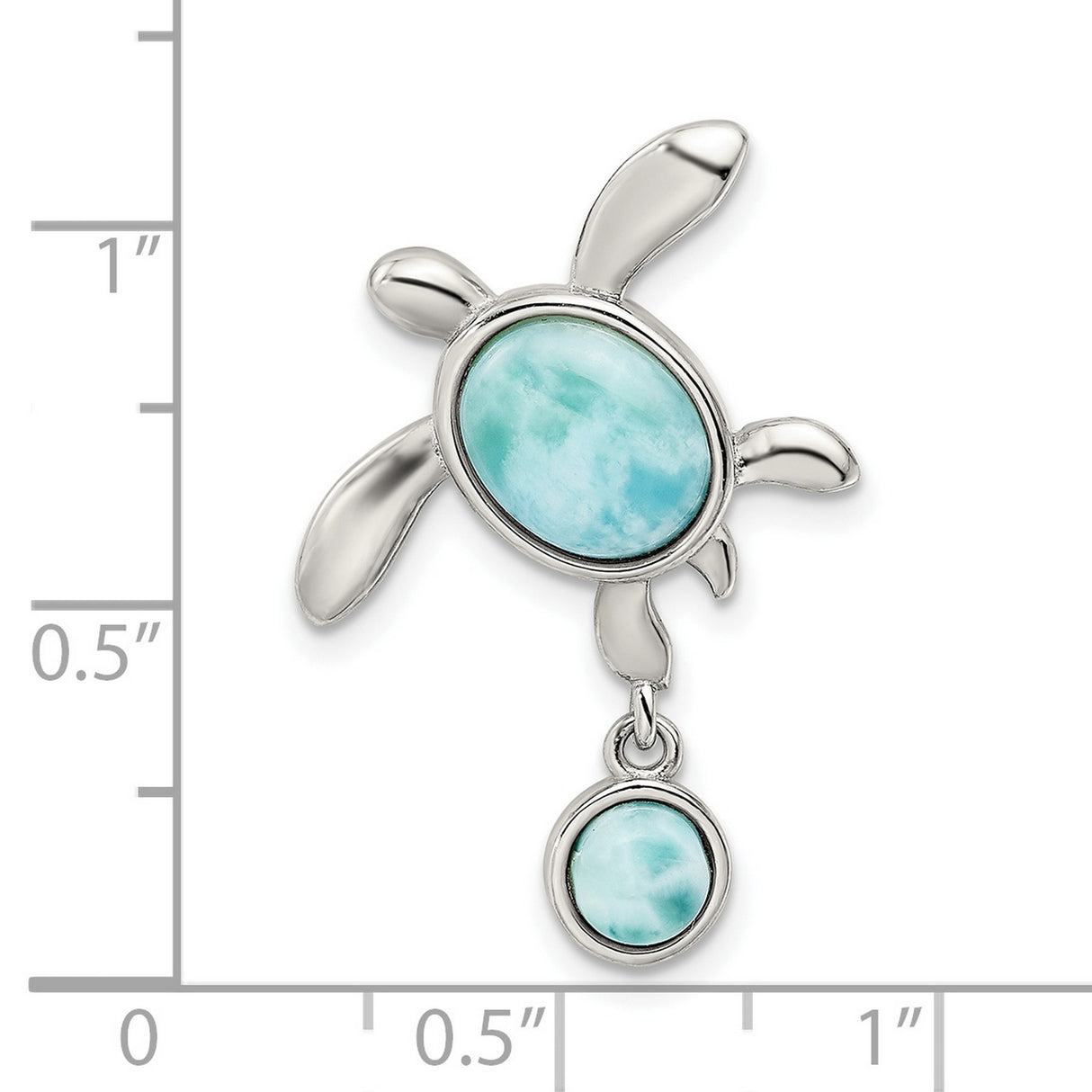 Sterling Silver Turtle Pendant with Larimar Gemstone, Ocean-Inspired Coastal Jewelry for Women