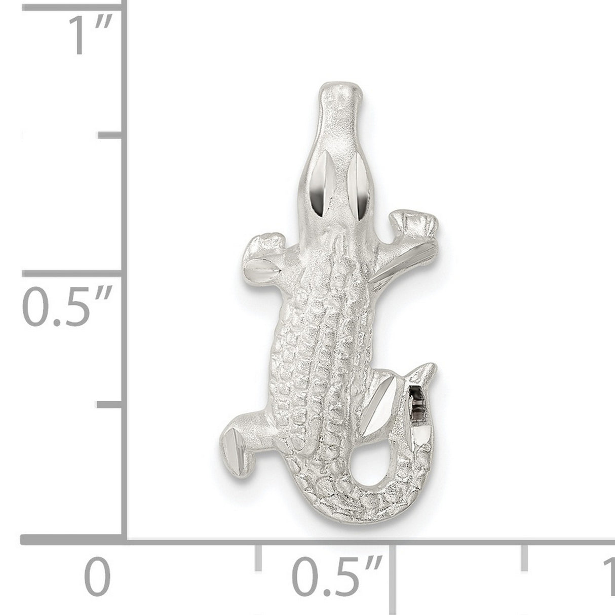 Sterling Silver Alligator Pendant, Textured Reptile Charm, Jungle Animal Wildlife Style